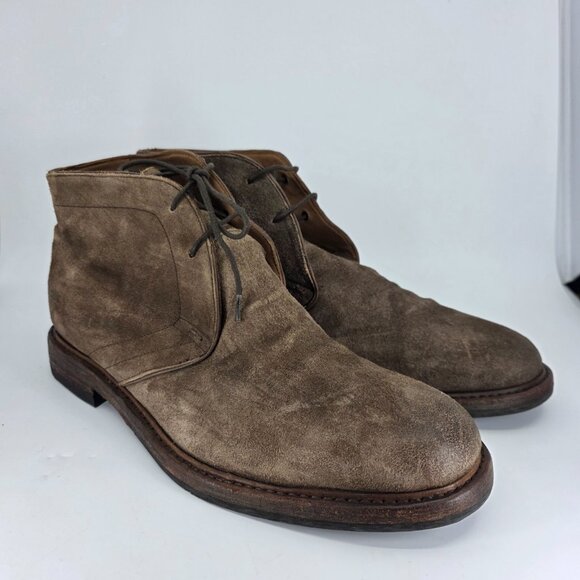 Frye Murray Chukka 83691 Mens Sz 13M Brown Leather Mid Lace Up Distressed Suede main image 4